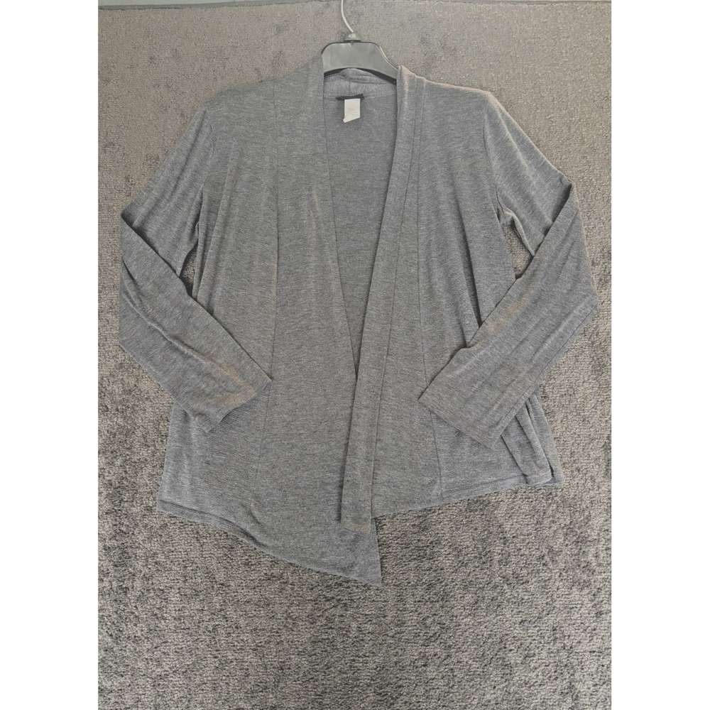 Jkla Cardigan Sweater Women's XL Gray Polyester Stretch Front Open Long Sleeve